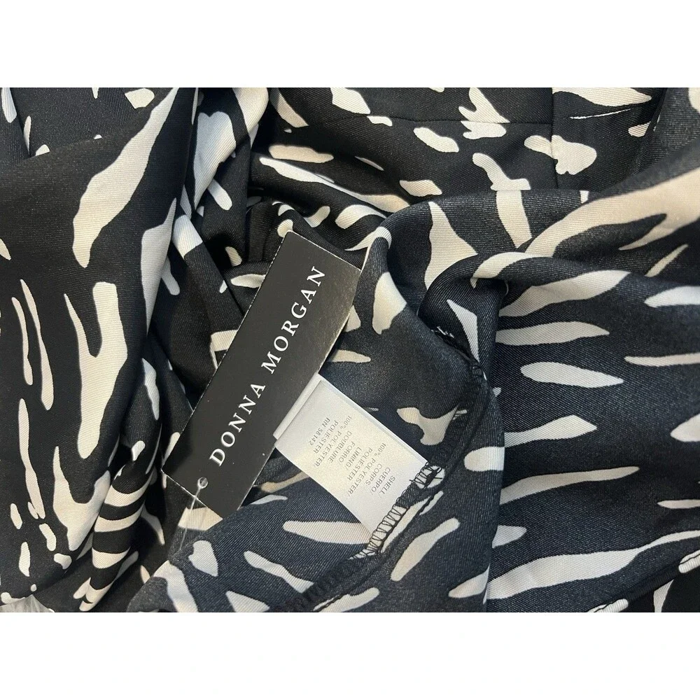 NWT DONNA MORGAN Long Sleeve Wrap Dress Ivory/Black Size 10 - Picture 11 of 11